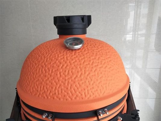 Okrągły, pomarańczowy, szkliwiony grill ceramiczny Kamado 54,6 cm