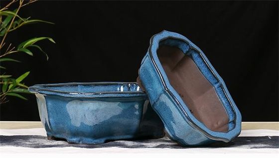 Przeszklone Bonsai 30x23x10cm Niebieskie ceramiczne doniczki doniczkowe