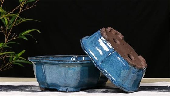 Przeszklone Bonsai 30x23x10cm Niebieskie ceramiczne doniczki doniczkowe