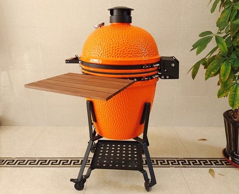 21,5-calowy grill węglowy SGS Kamado, pomarańczowy ceramiczny grill wędzarniczy