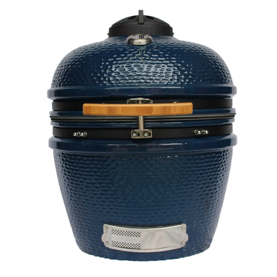Solo Style 24-calowy grill Kamado 61cm Niebieskie, ceramiczne, nylonowe koła z węgla drzewnego