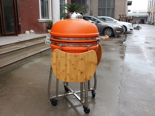 Pomarańczowe grille ceramiczne Kamado 57 * 65 cm Akcesoria do grilla ze stali nierdzewnej