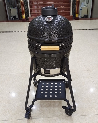 Ceramiczny 15-calowy grill Kamado z czarnymi stojakami