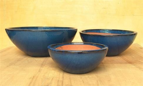 Wewnętrzne ceramiczne doniczki ogrodowe o wymiarach 52 cm x 20 cm w kolorze niebieskim