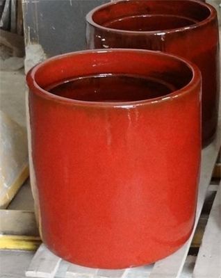 Czerwone okrągłe ceramiczne doniczki 50x50 cm duże na zewnątrz