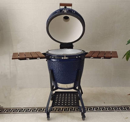 21,5-calowy grill węglowy SGS Kamado, ciemnoniebieski ceramiczny grill wędzarniczy